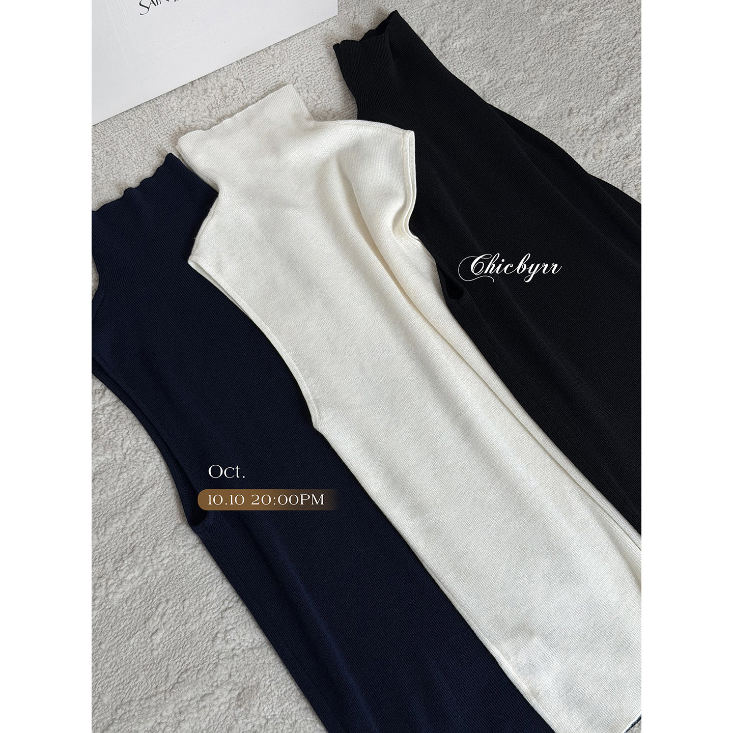 chicbyrr/三色羊毛打底高领韩女针织背心
