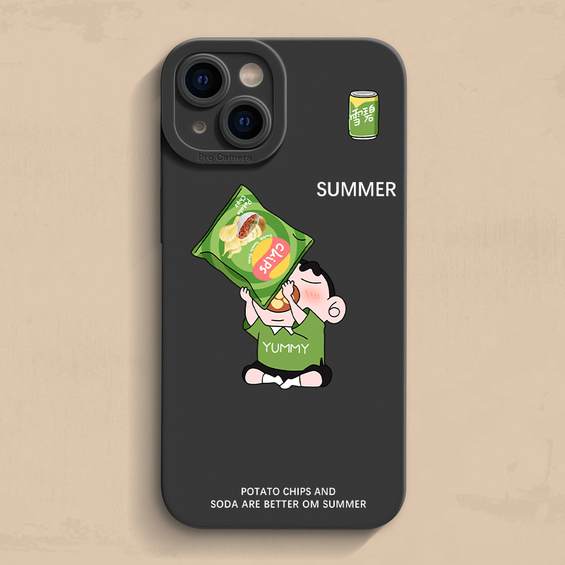 薯片小新适用iphone15手机壳14pro max硅胶12苹果11防摔7/8plus全包软壳se2卡通mini动漫6s个性xr创意13