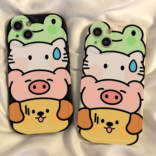满屏猪猪适用iPhone15手机壳苹果14女新款13mini镜头全包12ProMax防摔11pro小众XR软壳XSMAX硅胶7p/8plus可爱