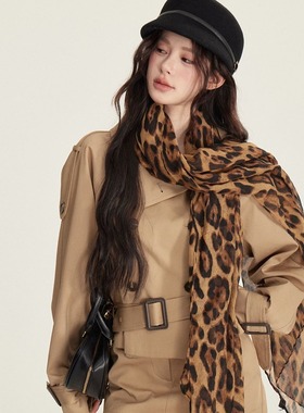 【CHUN ZI】千禧风复古豹纹丝巾女薄款印花辣妹围巾氛围港风披肩