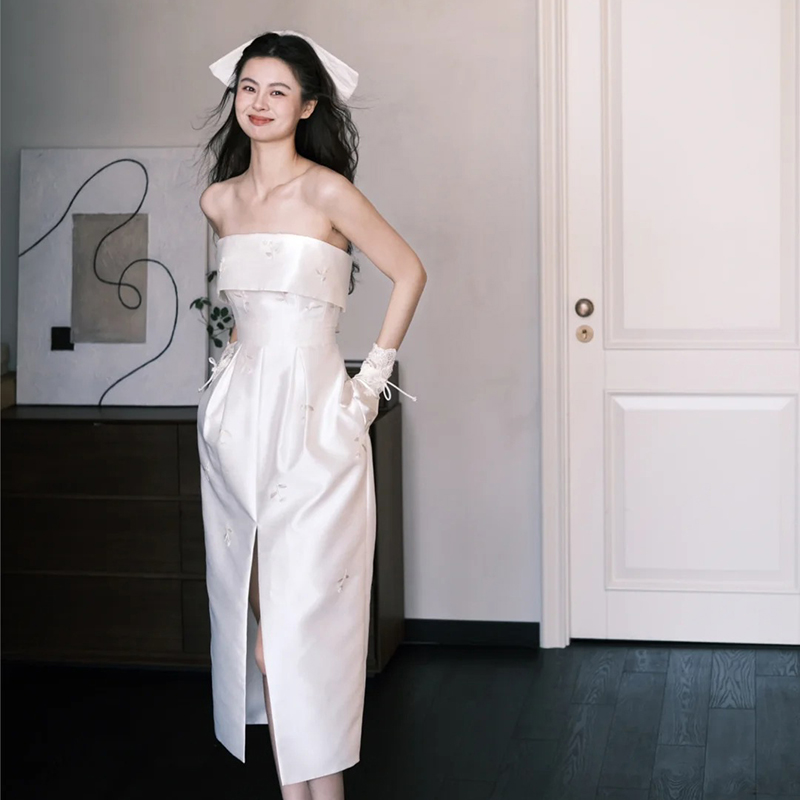 高级感订婚礼服轻婚纱