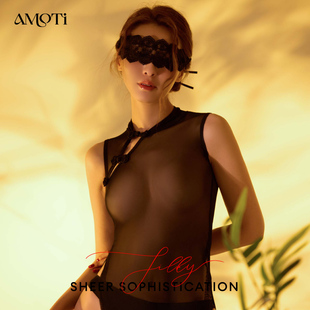 AMOTi 缇 心灵感触 -曳[纱]性感中式高开叉旗袍国风透视网纱睡裙