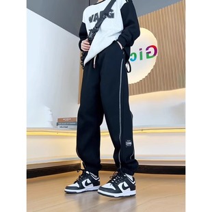 赤尚冬青少年裤子男孩初中高中学生潮流帅气运动卫裤大童加绒加厚