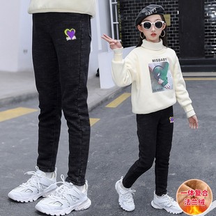 4女童冬天加绒加厚2021新款裤子5一体绒外穿6牛仔裤薄绒修身7棉裤