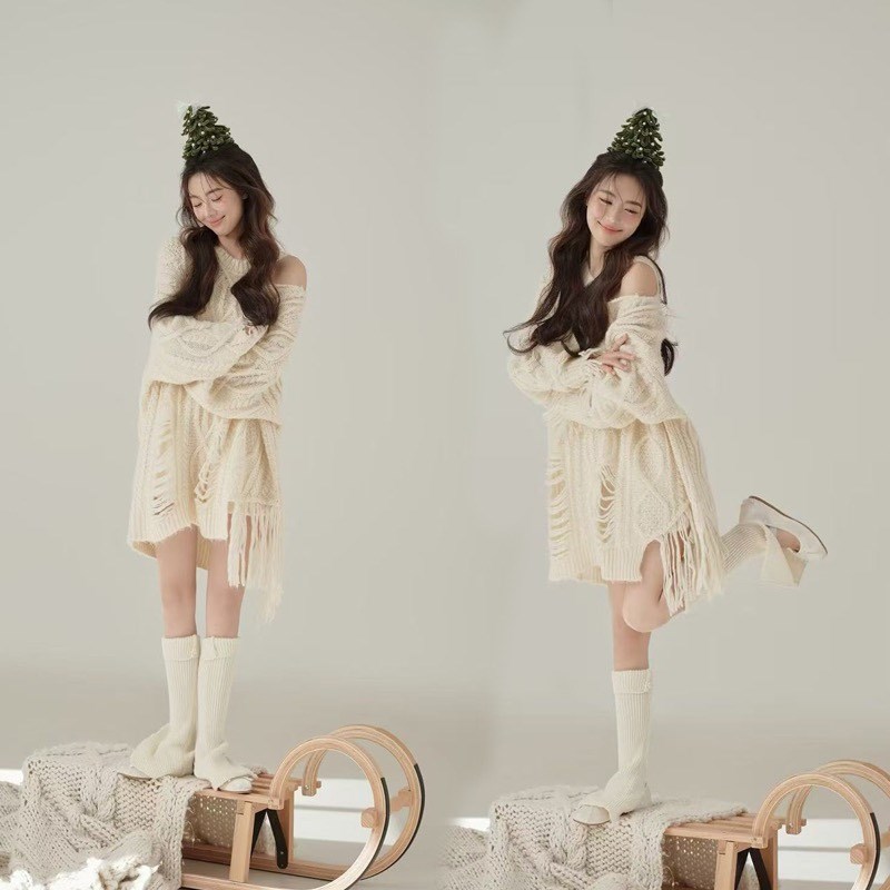 新款影楼龙年孕妇拍照服装新年主题白色圣诞元旦孕妇照摄影在家拍