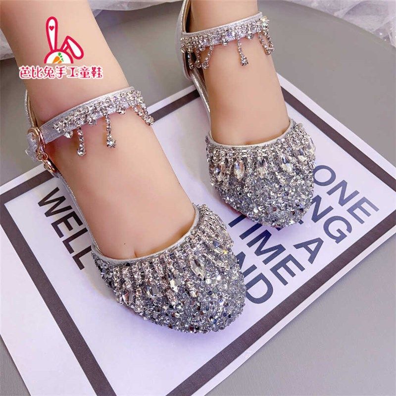 女童公主模特高跟鞋走秀演出皮鞋银色儿童礼服闪亮舞台水晶水晶鞋,童鞋/婴儿鞋/亲子鞋,水晶/水钻鞋,淘宝优惠券,粉丝福利购,淘宝优惠卷