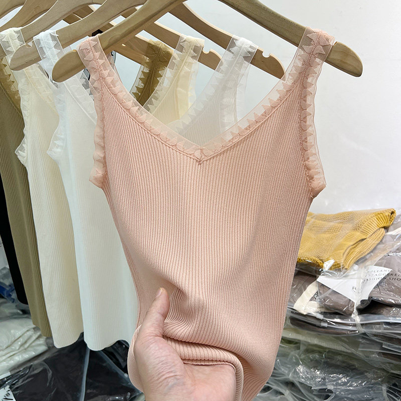 韩版蕾丝边拼接冰丝针织小背心吊带女夏季新款洋气修身打底衫上衣,女装/女士精品,时尚防晒服,淘宝优惠券,粉丝福利购,淘宝优惠卷