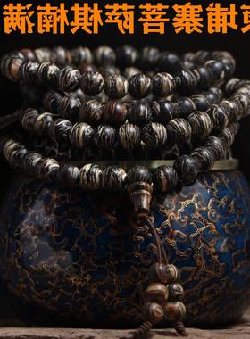 天然柬埔寨菩萨棋文玩木质沉香手串8m*108颗颗饱满沉水级手链念珠