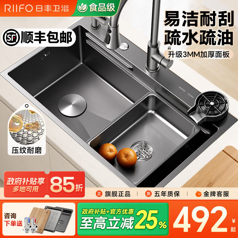 日丰304不锈钢大单槽压纹刮不花图片