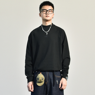 刺绣打底衫 美式 男生秋季 复古小众设计感小立领弹力德绒长袖 T恤衫
