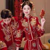 出租重工中式 婚服 礼服敬酒服秀禾服2024新款 新娘出阁嫁衣丝绒新式