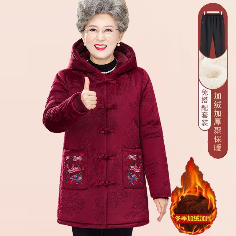 奶奶冬装棉衣中老年人n女加绒厚外套太太衣服60岁70妈妈装棉袄套