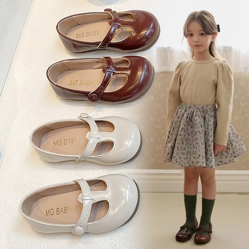 女童软底皮鞋2025夏季新款女童软底皮鞋小女孩洋气一脚蹬公主皮鞋