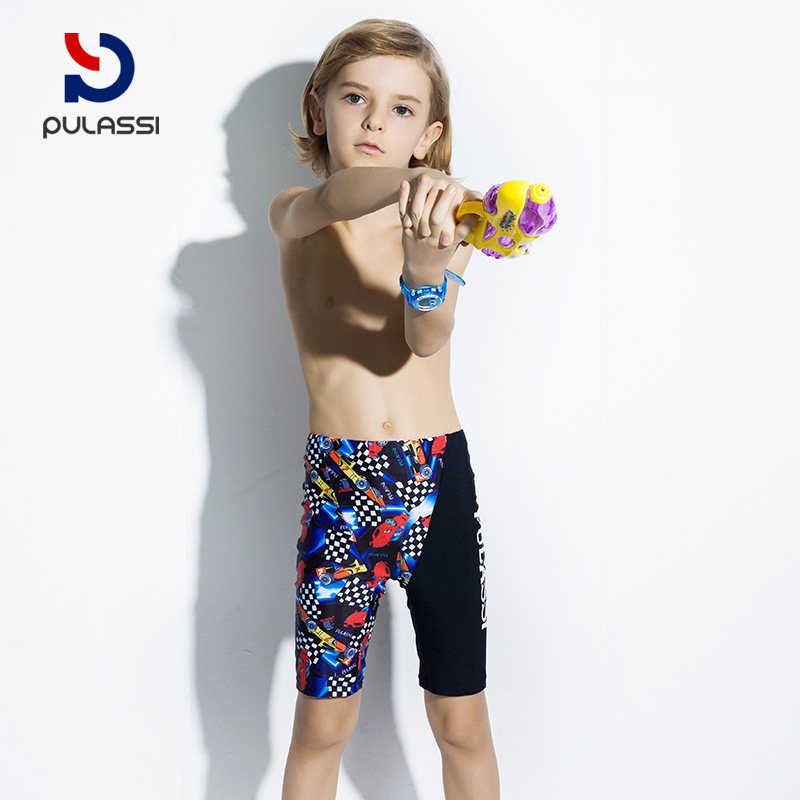 普拉施儿童游泳裤五分平角时尚小童E泳衣专业比赛训练防晒泳裤男