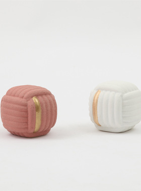 创意描金毛线球陶瓷摆件简约装H饰品软装搭配客厅摆设