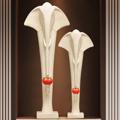 招财大象入户玄关摆件p进门客厅电视柜落地竖高级感装饰品乔迁礼