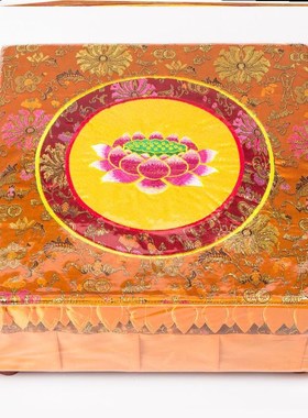 拜垫加厚实木绣莲花皮革家用室内堂前跪垫磕头禅修拜W凳蒲团打坐