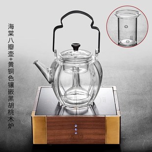 容山堂电器玻璃煮茶器煮茶壶小型家用泡茶烧水V壶实木电陶炉 新品