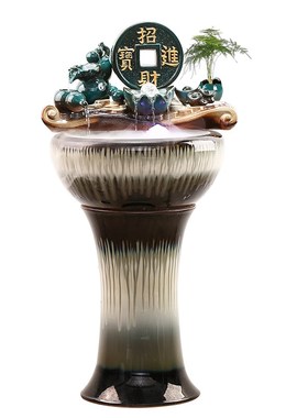 电视柜旁边落地摆k件办公室客厅循环流水喷泉鱼缸轻奢装饰品送礼