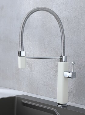 WINMV 万向旋转阳台洗衣池厨房洗菜盆水龙头冷Q热家用奶白色防溅