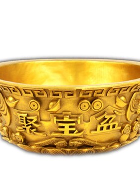 聚宝盆摆件五福o临门聚宝盆铜摆设实心金属工艺品
