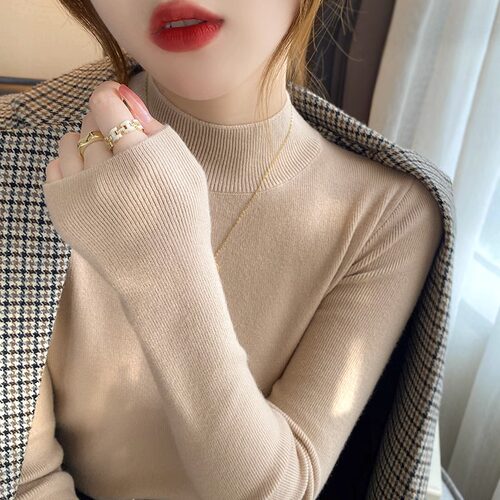 软糯半高领内搭毛衣女秋冬新款洋气E软糯不起球中领长袖针织打底