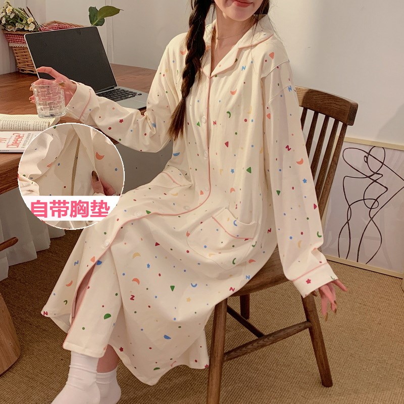 自带胸垫大码进产房待产r裙内检裙分娩裙生产服孕妇睡裙产后月子