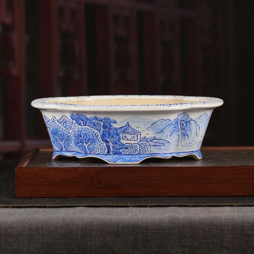 彩绘紫砂花盆复古装饰花卉海棠盆景盆阳台落地文竹花盆YZCH20
