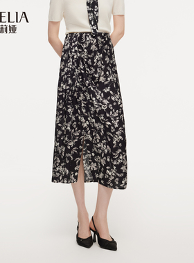 歌莉娅春季新品人丝人棉印花半裙1F2R2B130