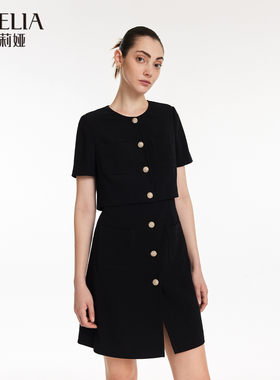 歌莉娅假两件连衣裙女2024夏季新款气质通勤小香风裙子1C4L4K2J0