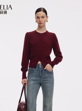 歌莉娅秋季新品泡泡袖毛织上衣1E9C5J290