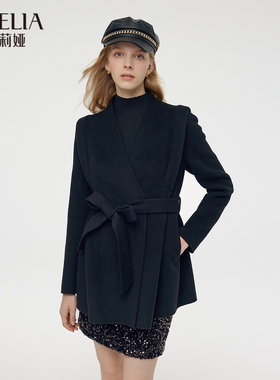 歌莉娅黑色呢子短大衣女秋冬2024新款小个子高级感外套1CCR6E360