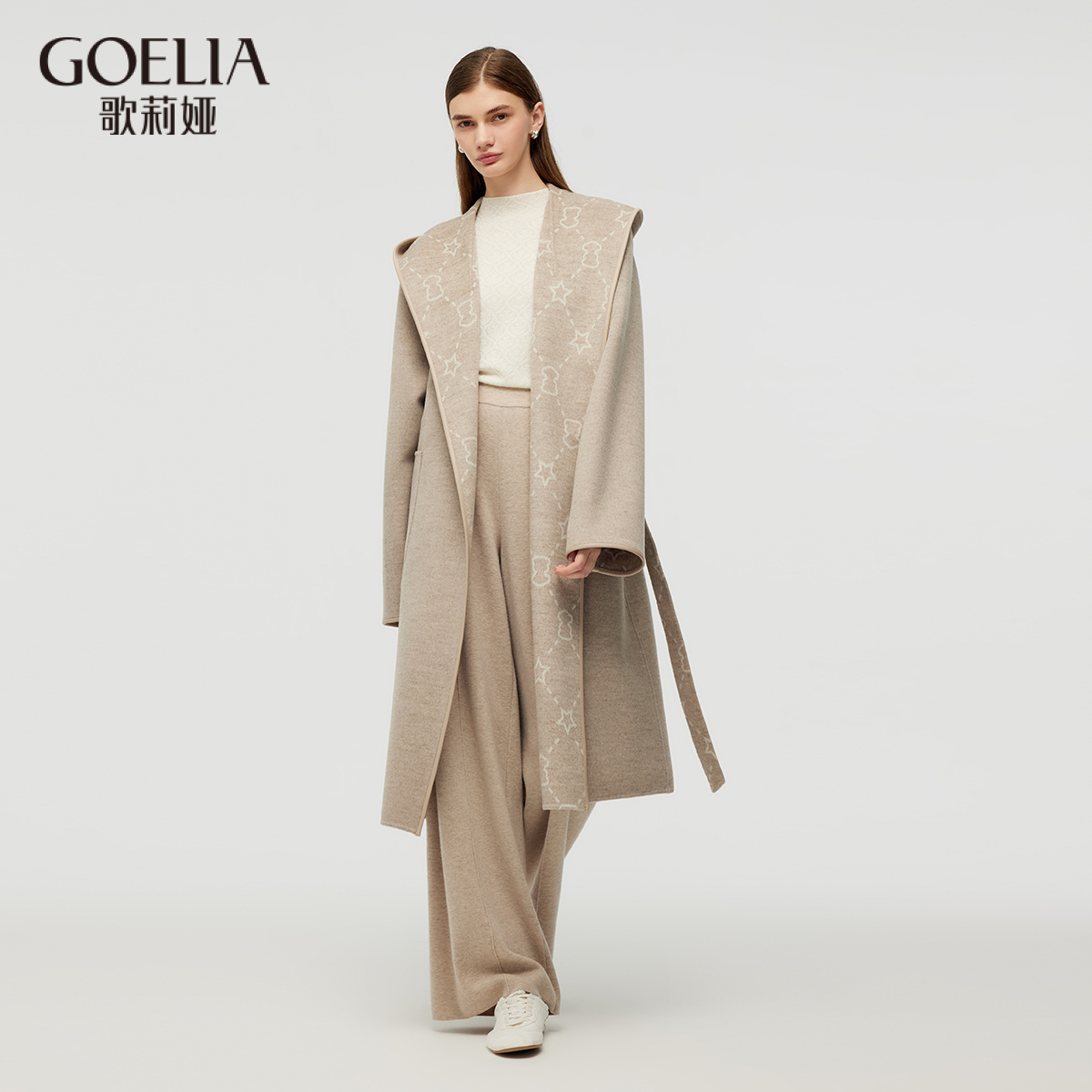 歌莉娅冬季新品双面穿羊毛大衣（配送本布腰带）1CNL6N2C0