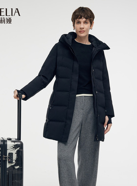 歌莉娅冬季新品压胶极寒连帽鹅绒羽绒服1CNC8C430