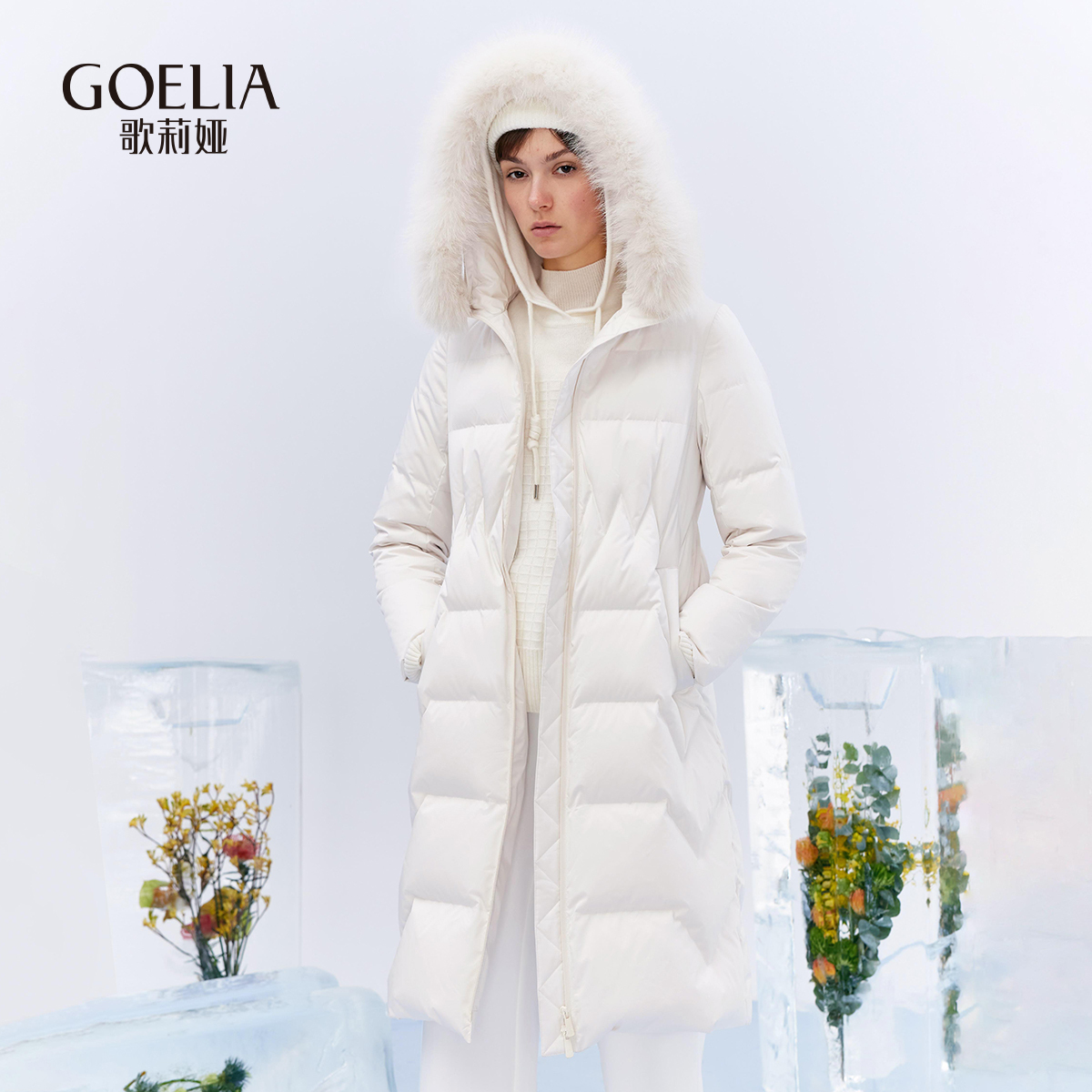 羽绒服长款外套歌莉娅狐狸毛领
