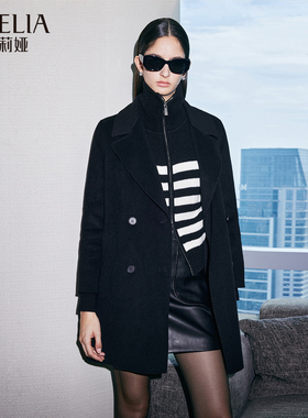歌莉娅双面呢羊毛大衣女小个子冬季新款中长款羊绒外套1BDC6E1D0