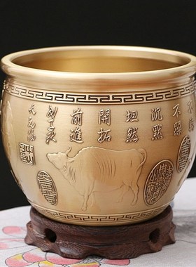铜缸摆件《五牛图》铜器聚宝盆米缸D装饰品送礼办公室客厅铜工艺