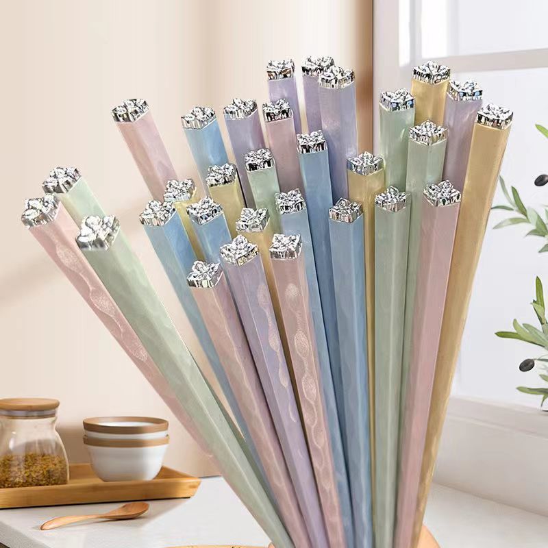 高颜值抗菌合金筷子防滑设计不易发霉耐高温家用餐具筷子一人一筷