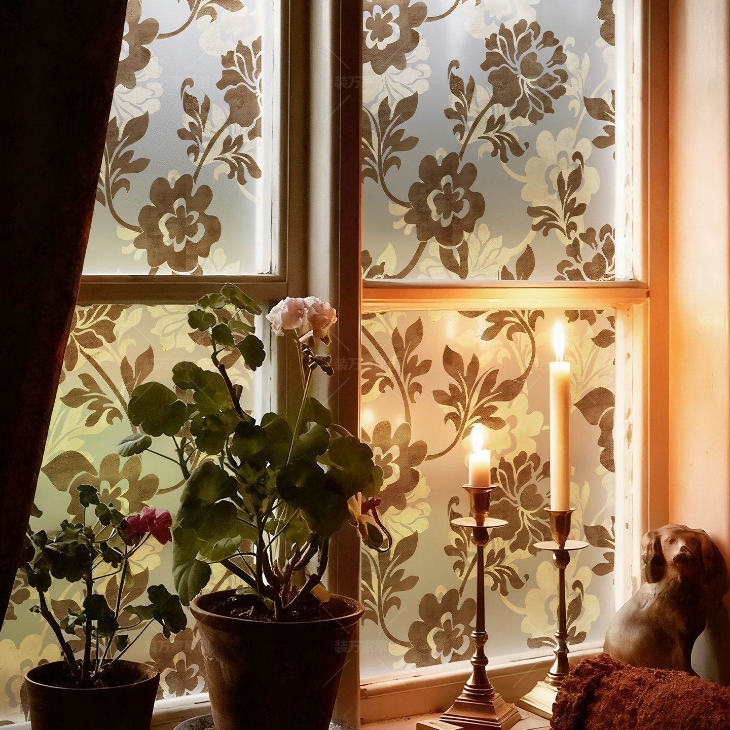 中式复古透光不透明玻璃贴纸