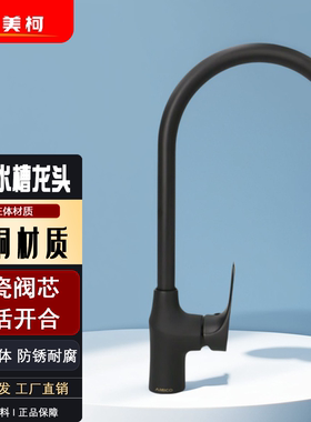 埃美柯黑色厨房龙头XG8850铜不生锈水槽菜盆洗衣柜阳台洗衣冷热水