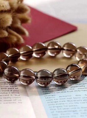 天然茶水晶d手链 冰种烟晶墨晶手链 水晶手串送礼品水晶饰品送男