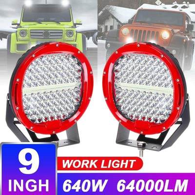 640W 9inch Round 12V Led Driving Work Light For 4x4 Offroad