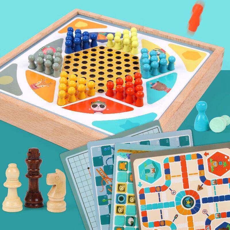 冒险棋儿童寻宝跳棋儿童飞行棋木制多功能五子棋大冒险游戏棋类玩