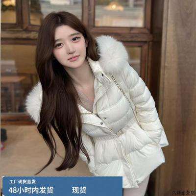 白色韩系中长款羽绒服女冬季新款加厚保暖高级感小个子白鸭绒外套