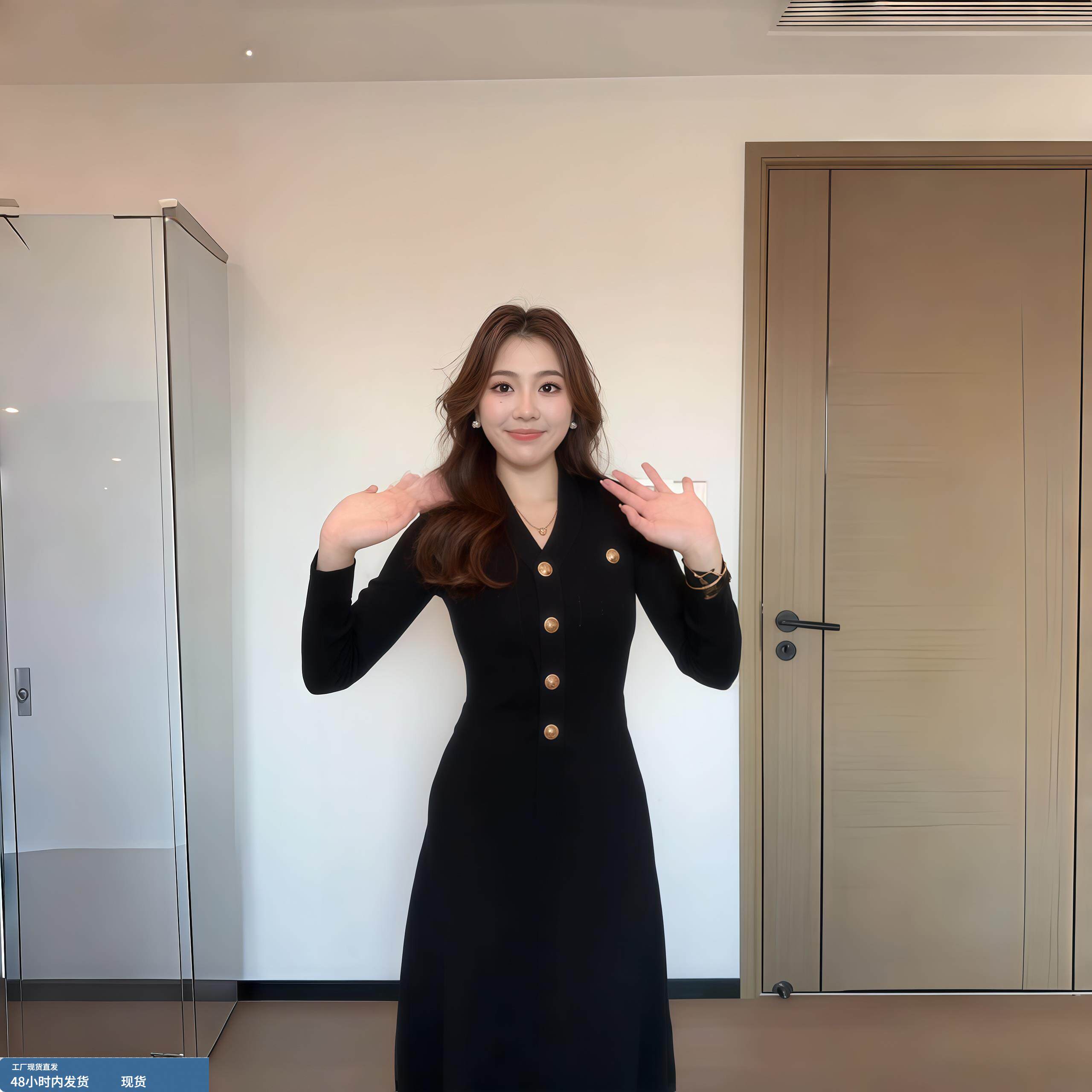 大码女装高级感假两件针织长裙秋冬季微胖MM百搭风气质中长连衣裙