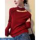 欧货高端大牌新年红镂空长袖 上衣女 红色打底衫 羊绒针织衫 2025冬款
