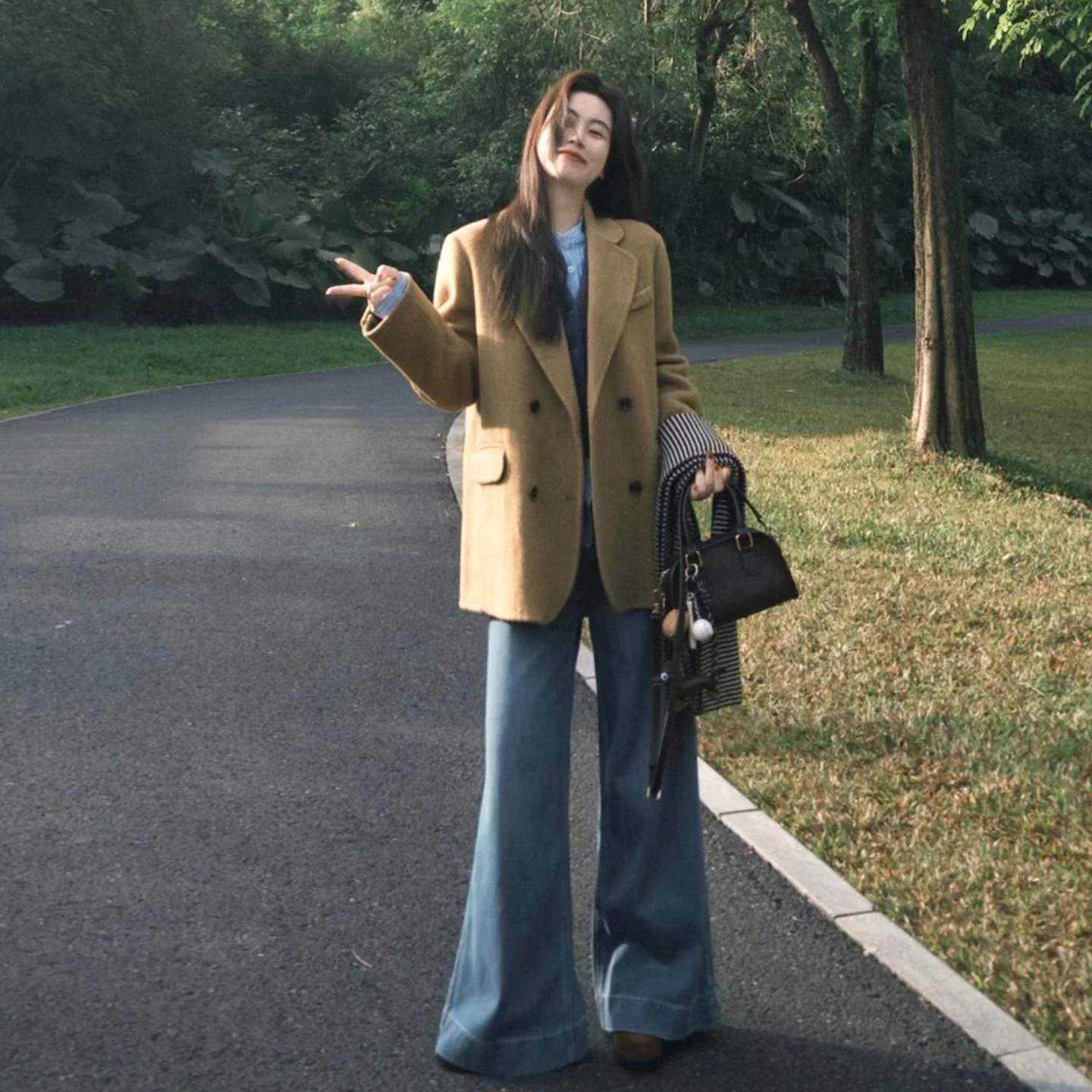 复古秋黄色西装毛呢外套女秋冬季新款高级感休闲宽松百搭呢子大衣,运动/瑜伽/健身/球迷用品,广场舞套装,淘宝优惠券,粉丝福利购,淘宝优惠卷