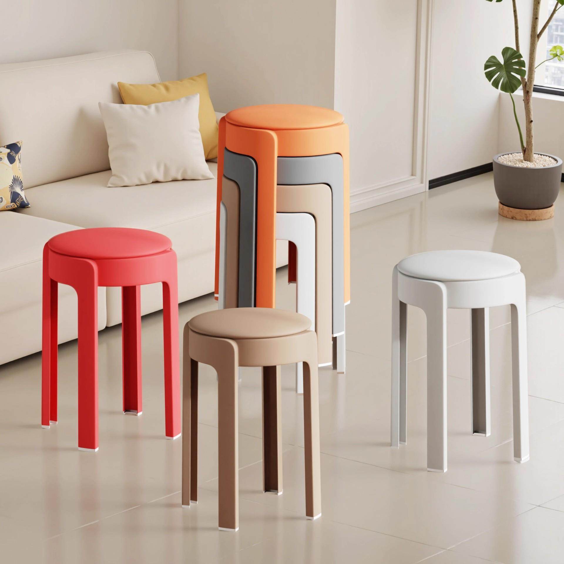 塑料软包旋风凳子家用加厚结实耐用可叠放圆凳高级感餐桌备用椅子,商业/办公家具,休闲椅/午休椅/骑马椅,淘宝优惠券,粉丝福利购,淘宝优惠卷