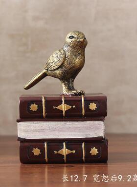 美式复古小鸟摆件书挡家居客厅电视酒柜书房桌面装饰品摆设书立靠