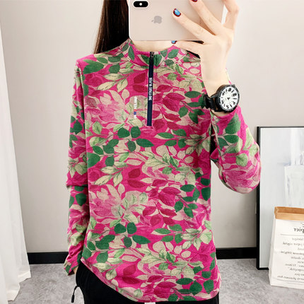 加绒内里秋冬新款健身服瑜伽服女 户外跑步运动紧身X弹力上衣长袖